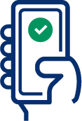 mobile-voting-checkmark hand holding a phone to vote