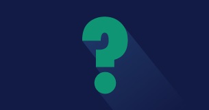 A green question mark on a dark blue background